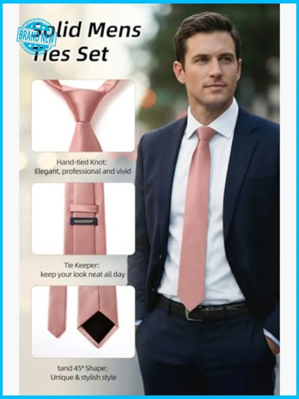 Satin Silk Tie Set Classic Formal Elegant Pocket Square Handkerchief